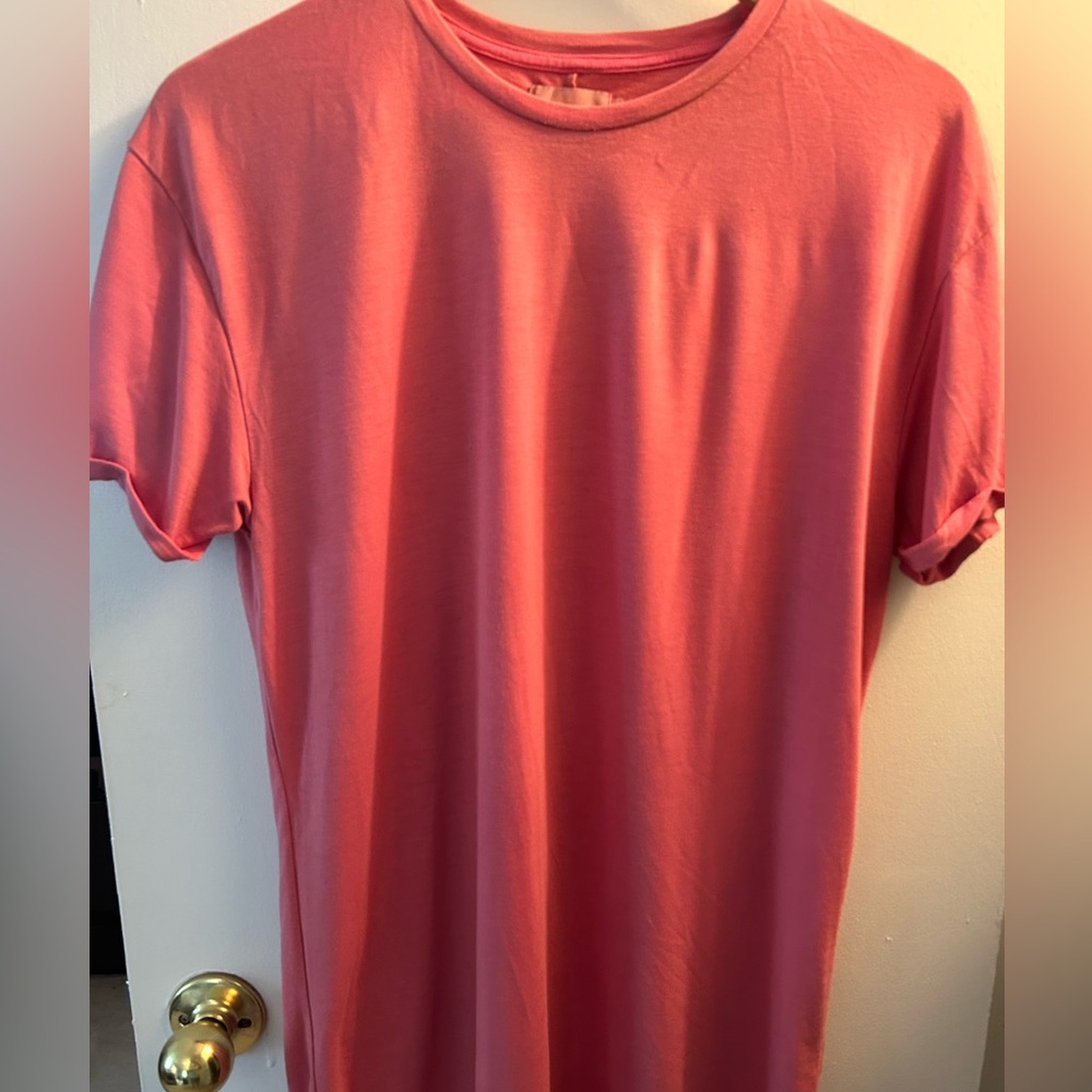 Coral Pink TopMan Scotty Longline T-Shirt